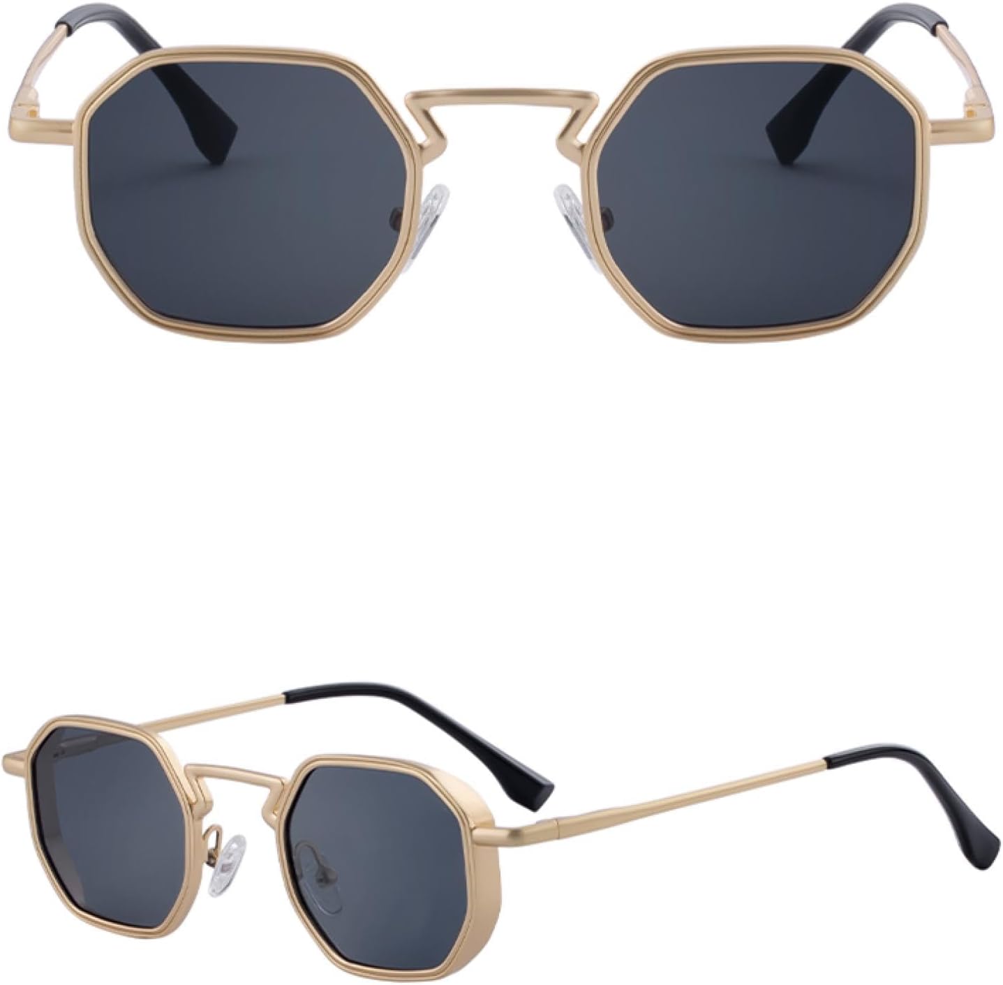 

Винтажные панк-солнцезащитные очки Polygon для мужчин и женщин, роскошная модная металлическая оправа, защита от УФ-излучения UV400, стиль стимпанк для вождения TVTBBVV, C6gold3gray