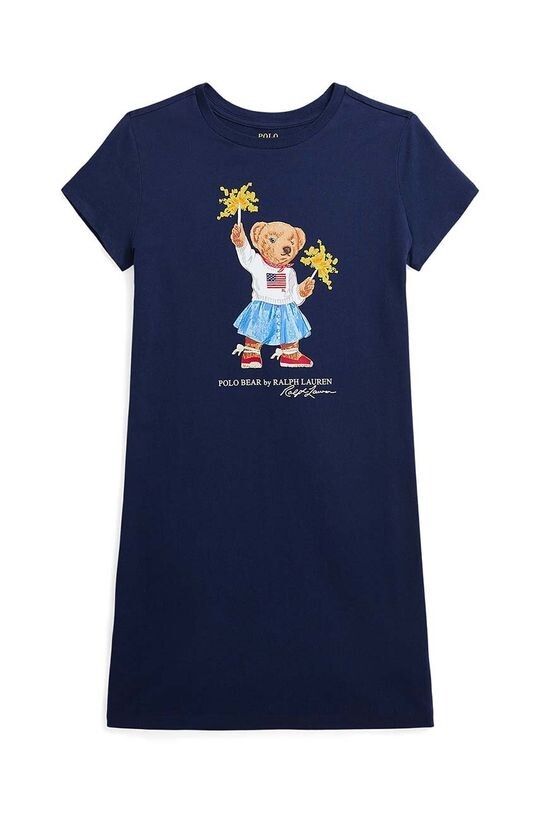 

Детское хлопковое платье Polo Ralph Lauren, темно-синий