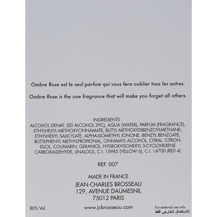 J Charles Brosseau Jean-Charles Brosseau Ombre Rose L'Original Eau De Toilette 100ml — фото 2