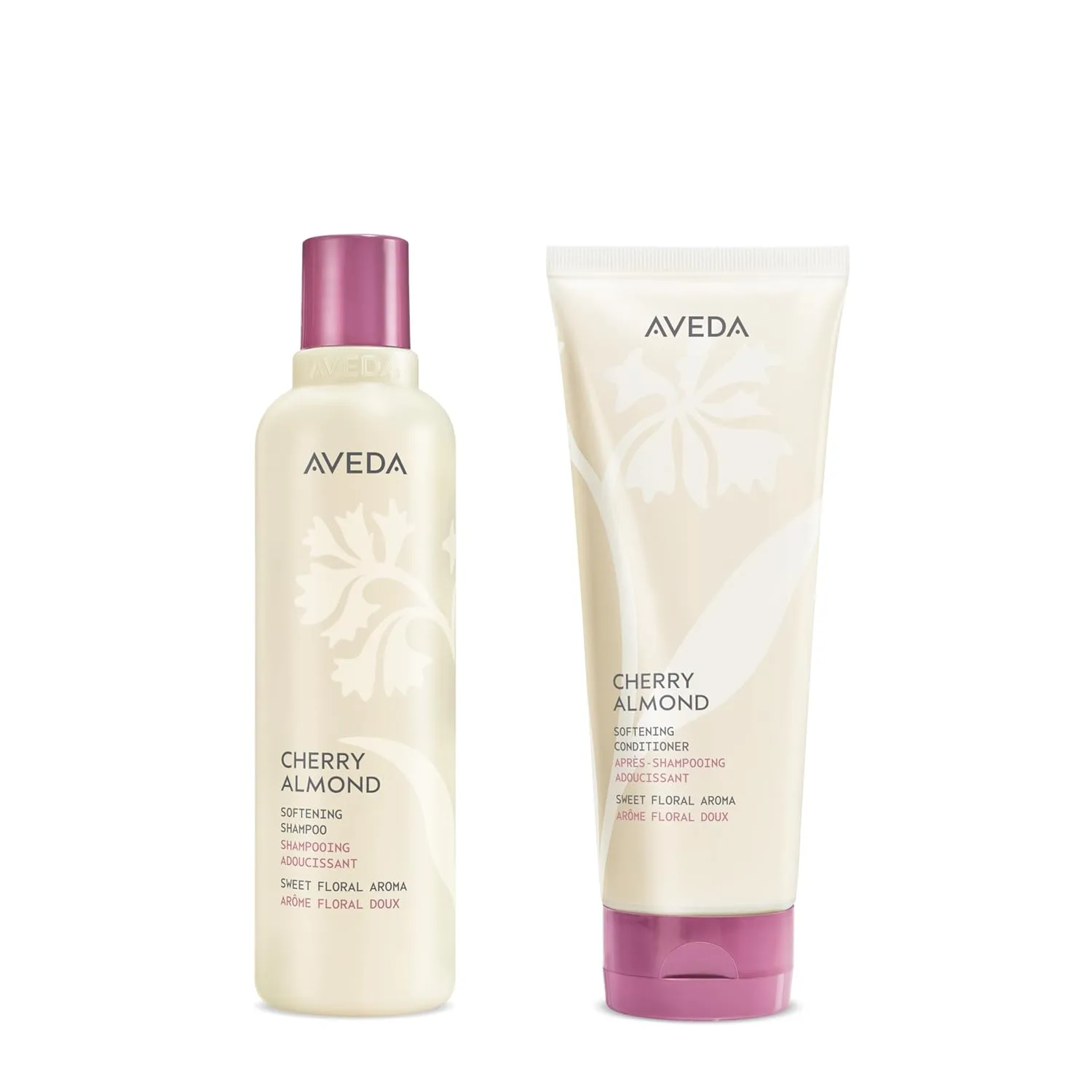Шампунь и кондиционер Aveda Cherry Almond для смягчения нормальных и сухих волос | с кокосовым маслом и маслом ши | без силикона | 240 мл, orange