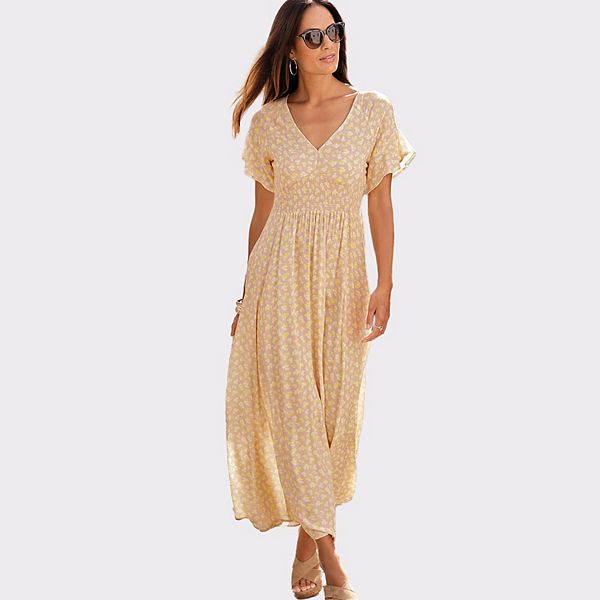 

Женское платье с v-образным вырезом и цветочным принтом Lascana