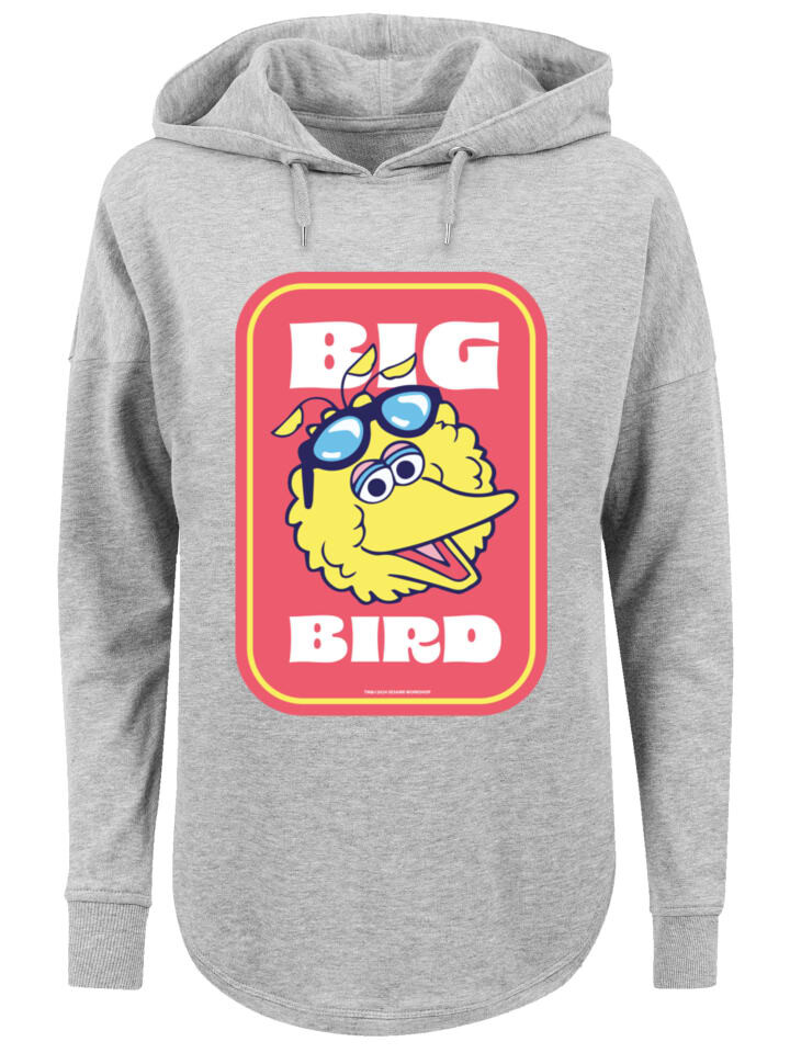 

Пуловер F4NT4STIC Oversized Hoodie Sesamstraße Bilbo Big Bird Sticker, серый