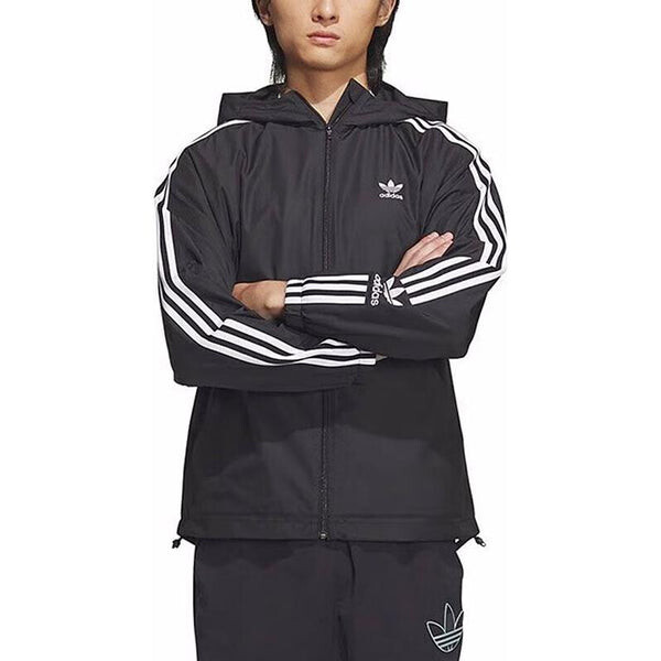 Куртка adicolor 3 полоски ветровка куртка на молнии Adidas, черный — фото 2