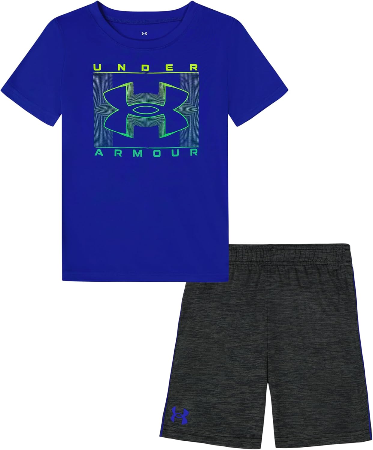 

Under Armour майка с короткими рукавами и шорты для мальчиков, легкие и дышащие, Team Royal/Gray Twist