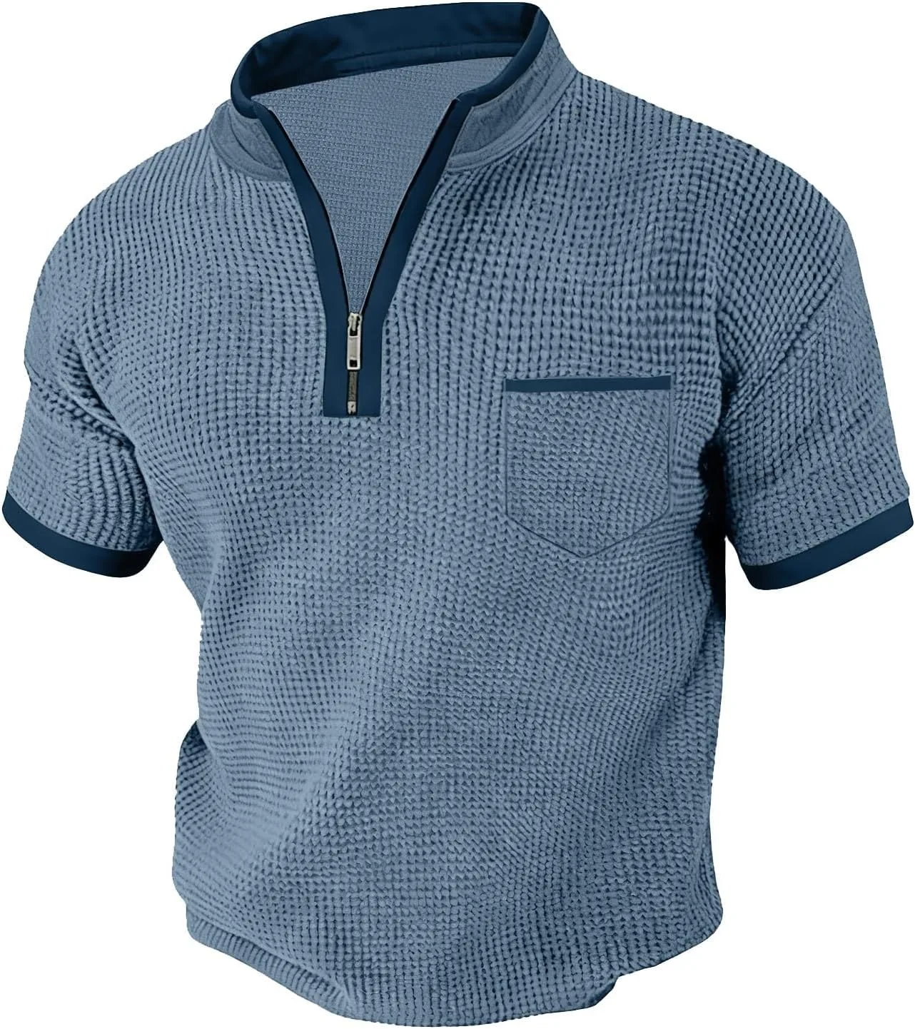 

Мужская футболка-хенли с вафельной текстурой, короткий рукав, летняя, цветной блок