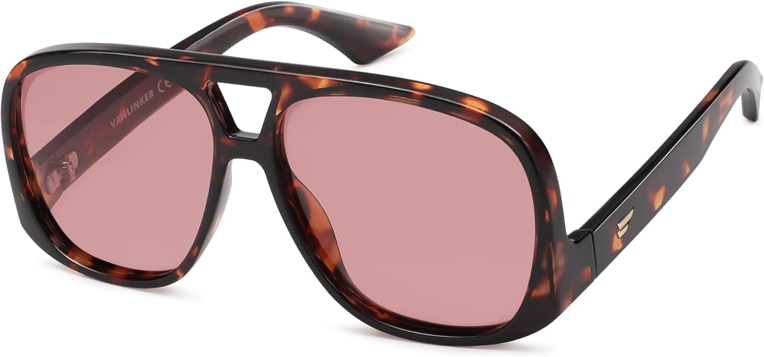 

Солнцезащитные очки-авиаторы большого размера VANLINKER с поляризацией для женщин и мужчин, в стиле ретро, ​​квадратной формы, винтажный стиль 70-х, с низко расположенными дужками, VL9822, C3-tortoise/Purple