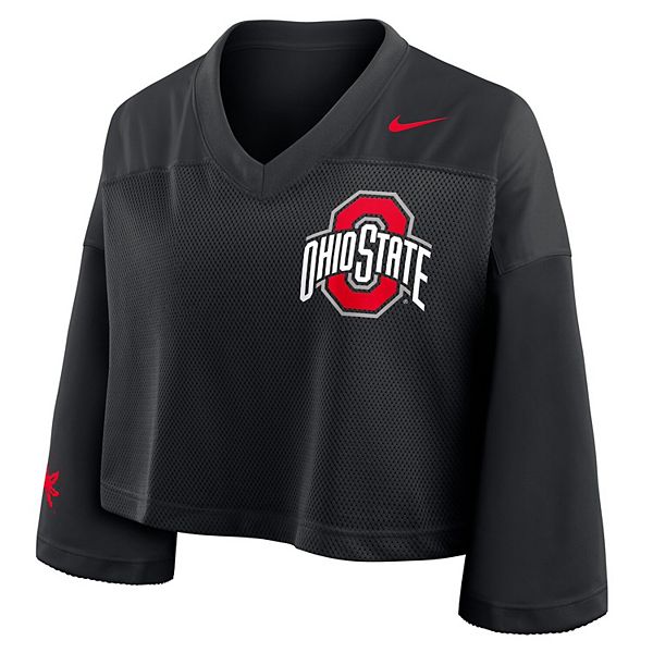 Женская черная футболка Ohio State Buckeyes с сетчатыми вставками Nike — фото 3