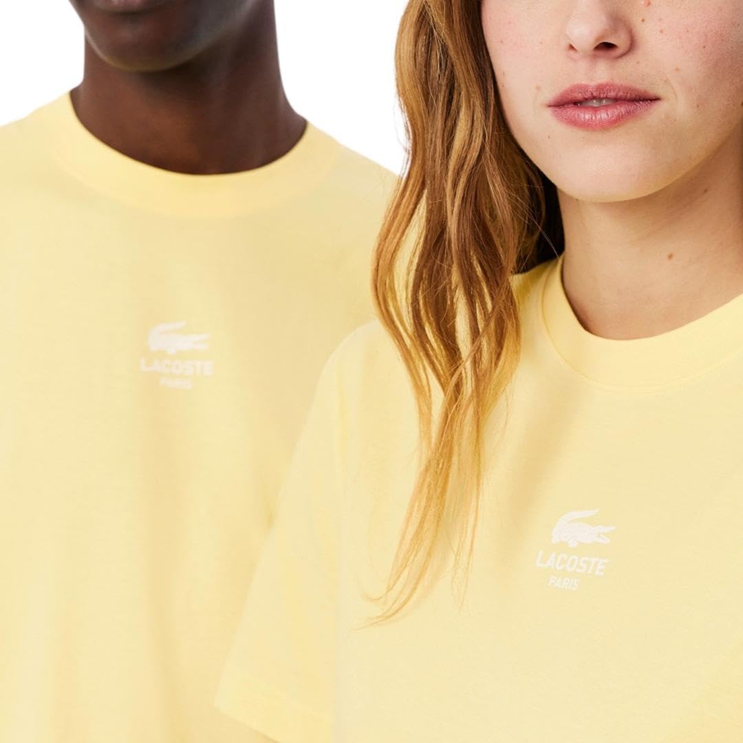 Мужская хлопковая футболка с логотипом Lacoste, Yellow — фото 2