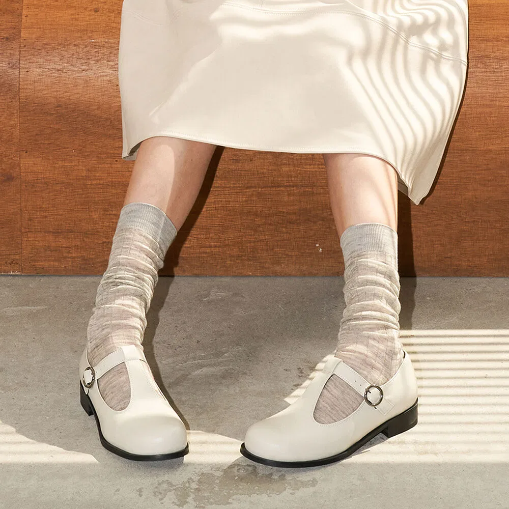 Мужские лоферы-слингбэки Gabriel Classic T-Strap цвета айвори от Blanc Sur Blanc — фото 4