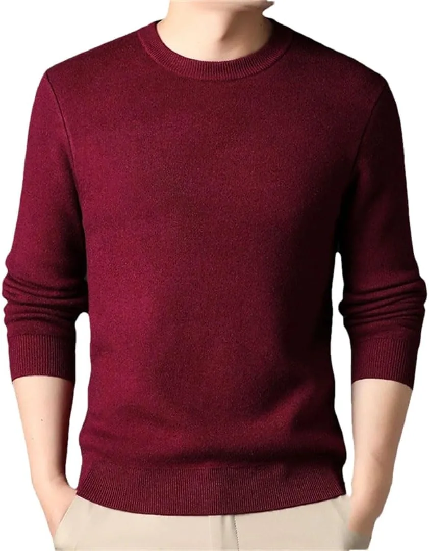 

Мужской свитер с круглым вырезом однотонный вязаный