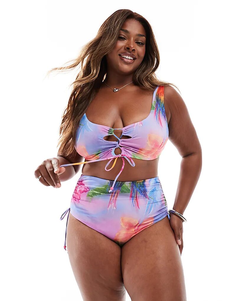 

Бикини-топ Curve Paloma от ASOS DESIGN с завязками и цветочным принтом Asos Curve