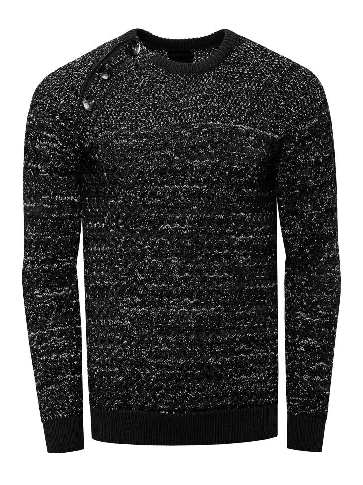 

Rusty Neal Черный свитер с круглым вырезом и пуговицами сбоку