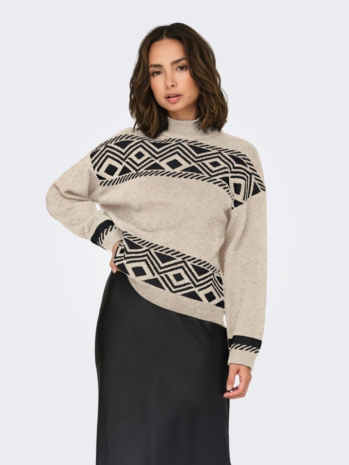 

Пуловер ONLY Strickpullover Rundhals langarm tiefe Schultern, светло-коричневый