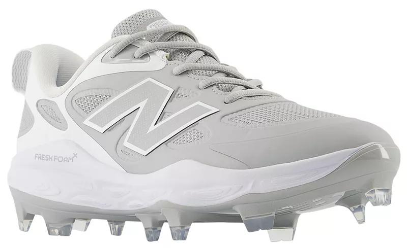 Женские формованные бутсы для софтбола New Balance Fresh Foam X VELO v4, серый/белый — фото 3