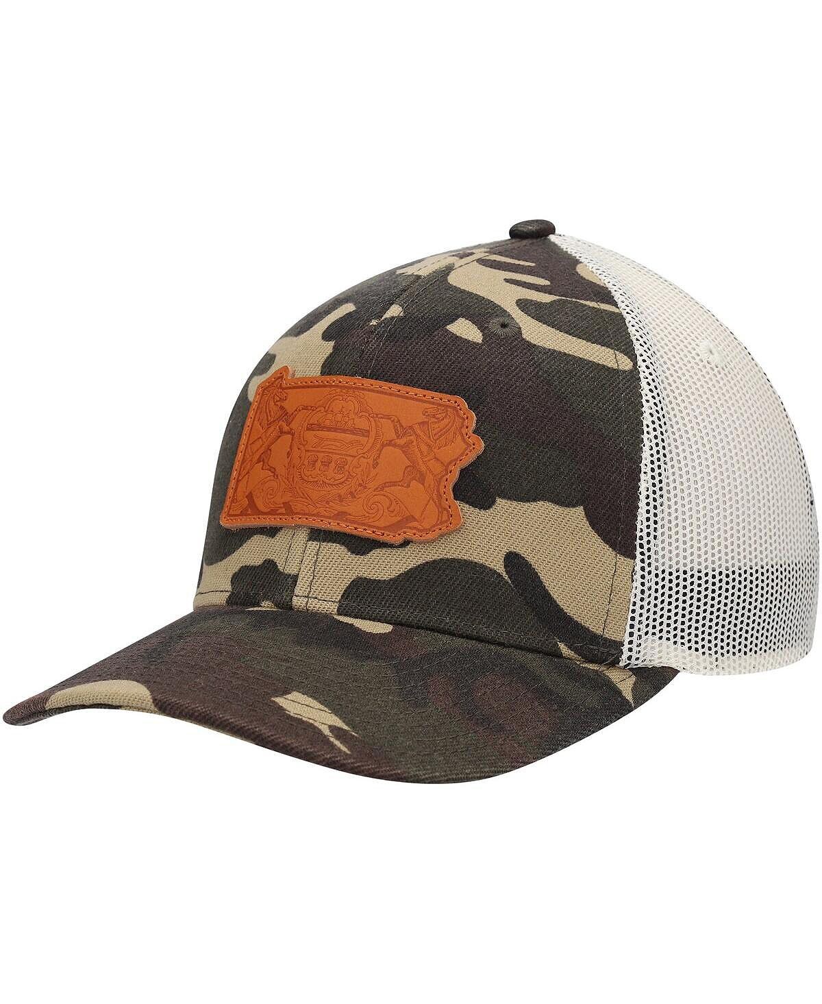

Мужская камуфляжная шляпа с нашивкой Pennsylvania Icon Woodland State Trucker Snapback Local Crowns