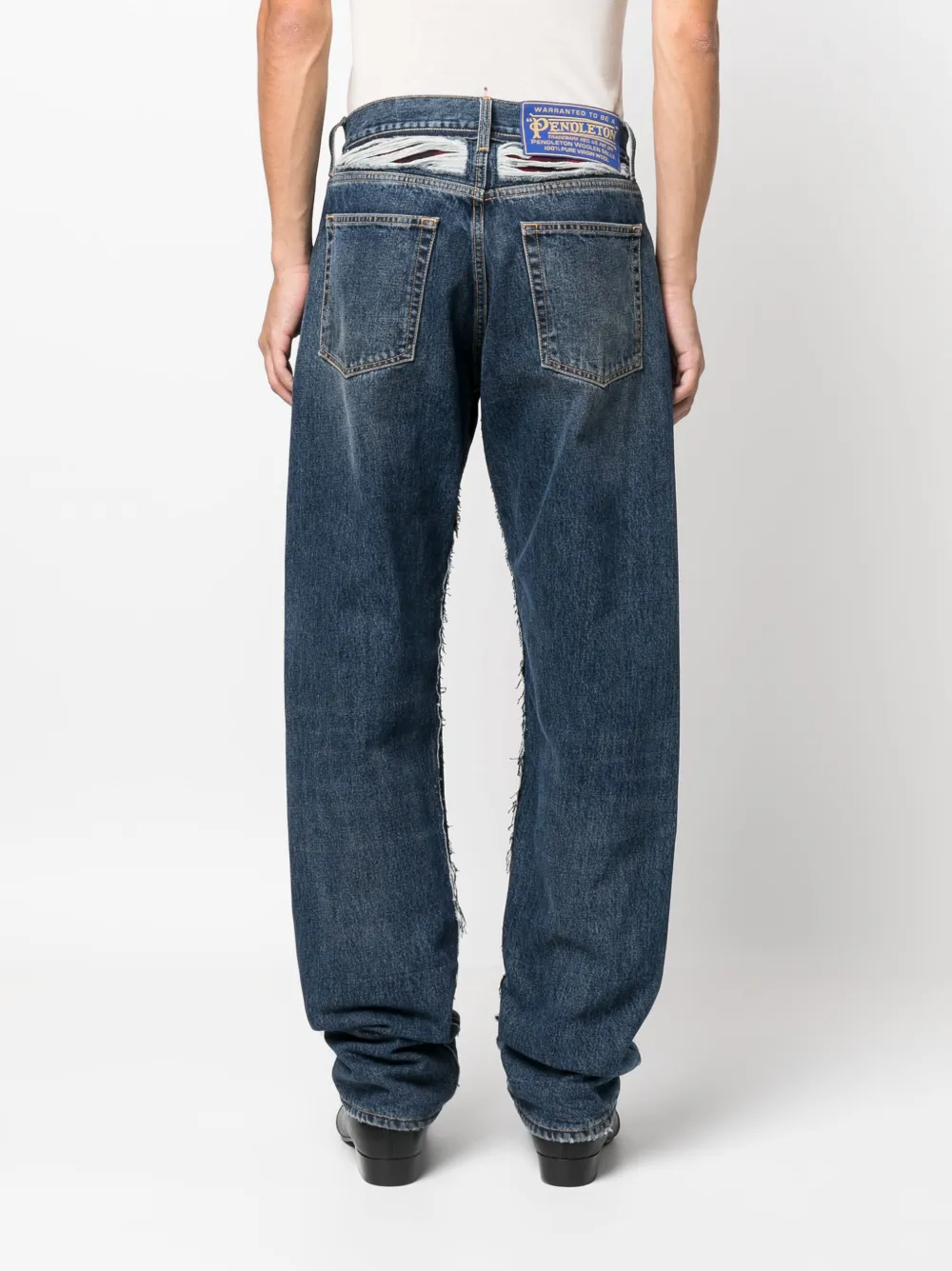 Зауженные джинсы из коллаборации с Pendleton MAISON MARGIELA, синий — фото 4