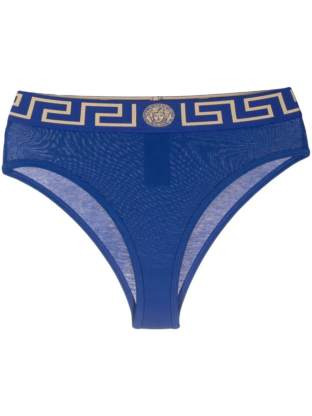 Трусы-брифы с завышенной талией и узором Greca VERSACE, синий