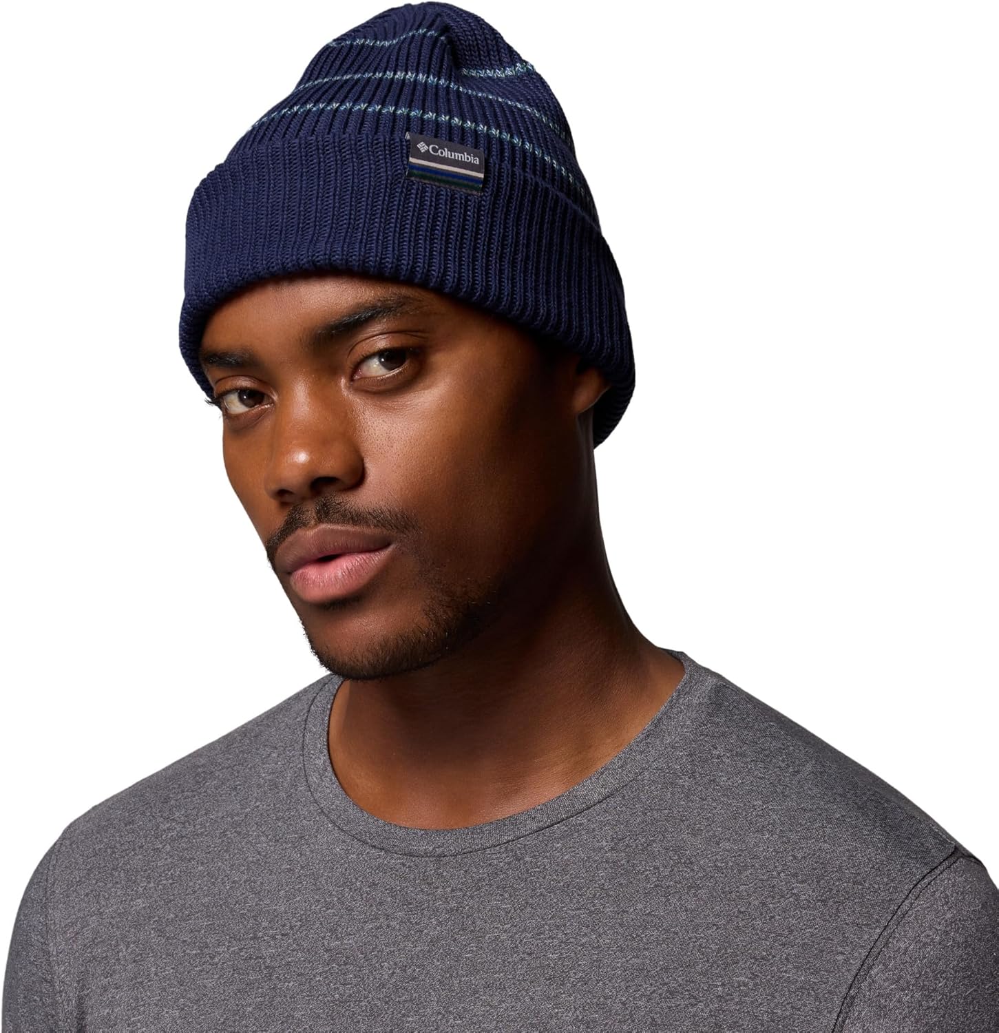 

Шапка-бини Columbia Unisex Lost Lager II, студенческий, темно-синий/радужные полосы, один размер