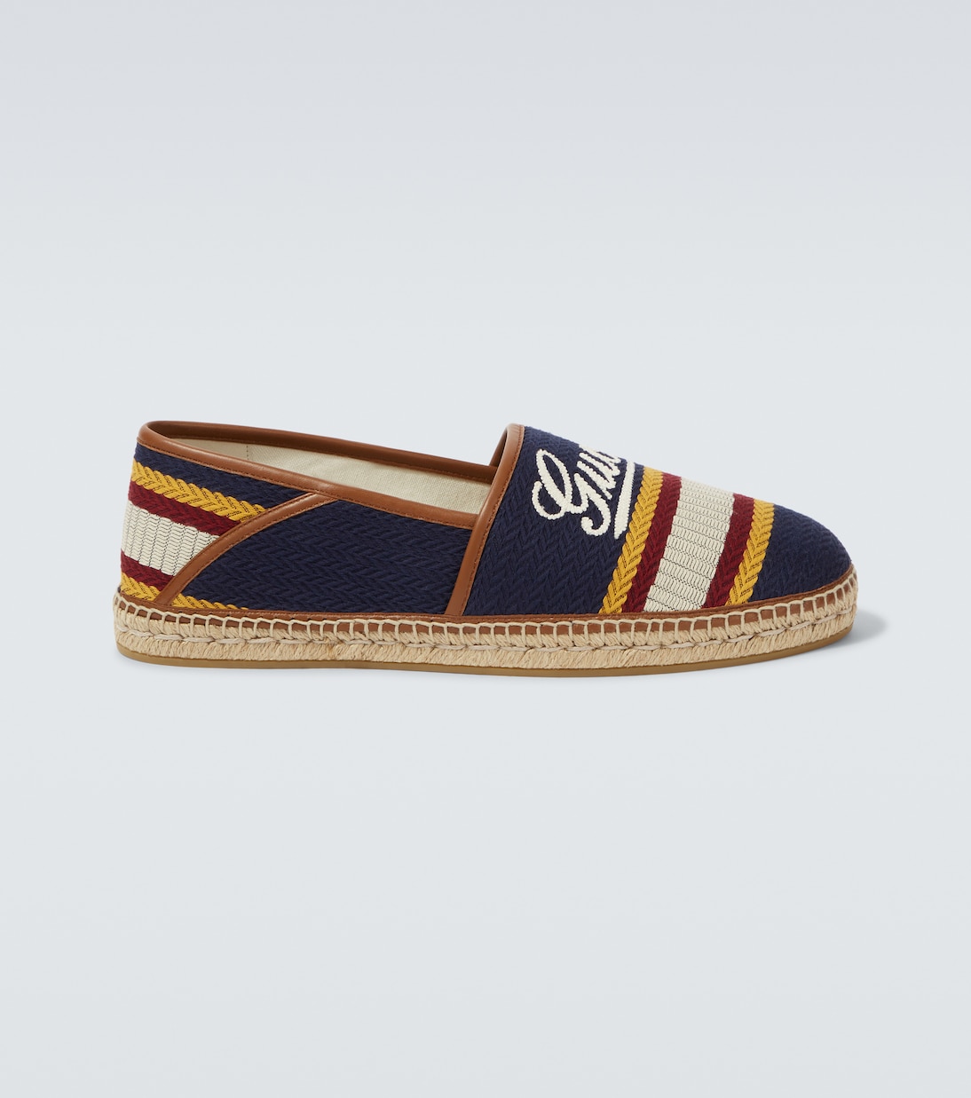 

Логотипированные эспадрильи с кожаной отделкой Gucci, BLU-Y-R-W/BL-Y-R-W/S