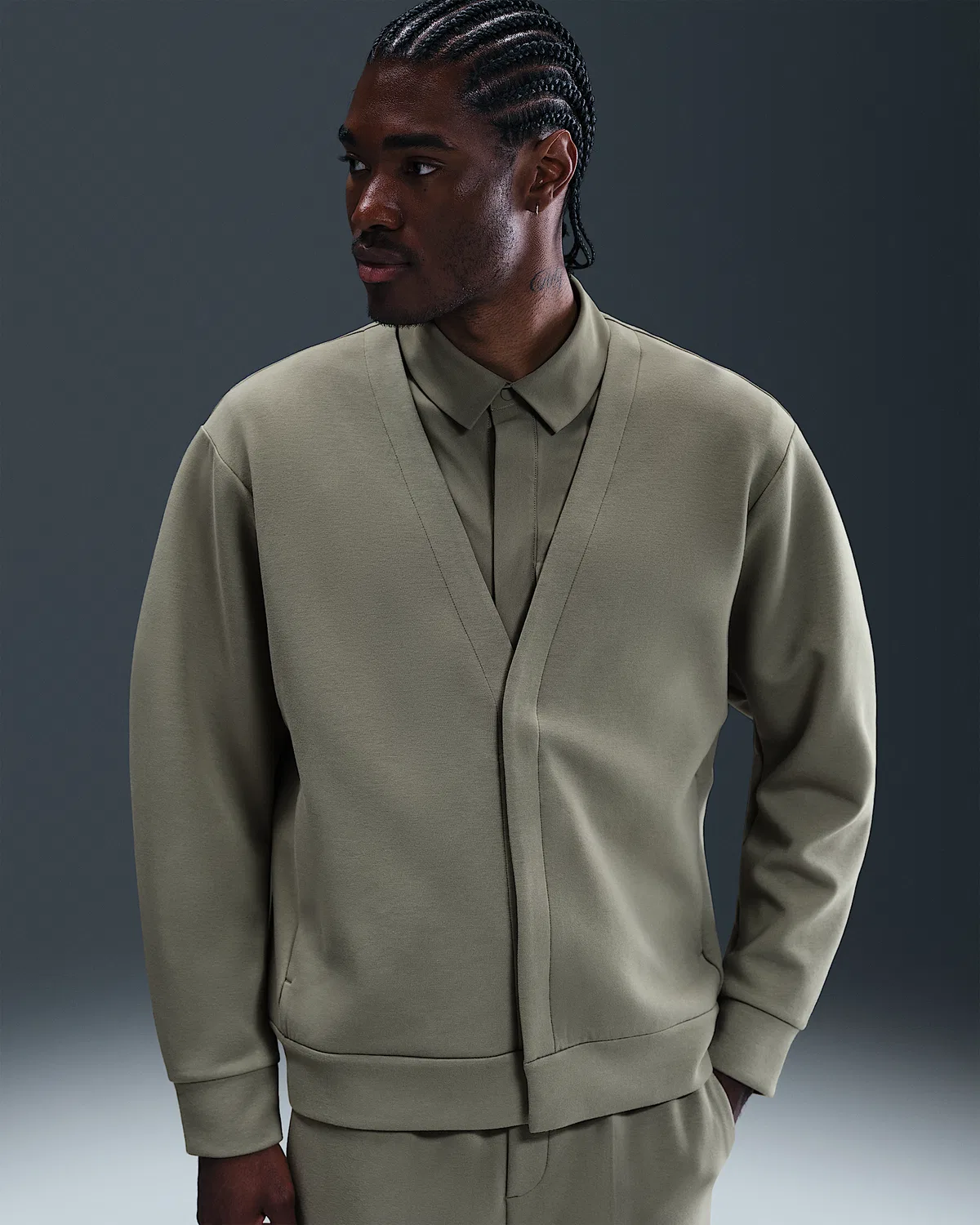 Мужской кардиган Nike 24.7 ImpossiblySoft, Light Army/Steel Green