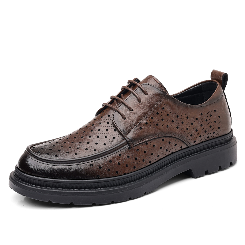 Мужские повседневные туфли Мужские низкие Black/Tea Brown Shanpijiang, Black Cut-Out — фото 3