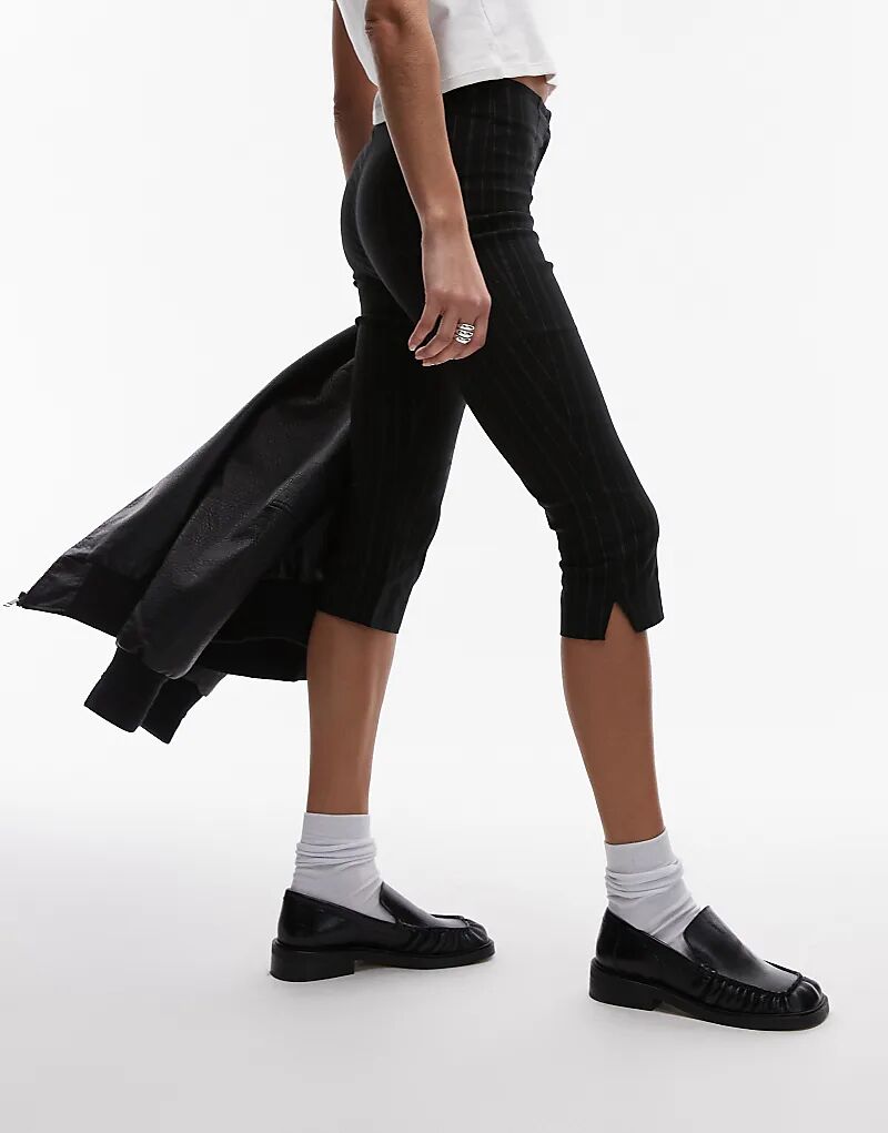 

Брюки-капри в полоску bengaline черного цвета Topshop