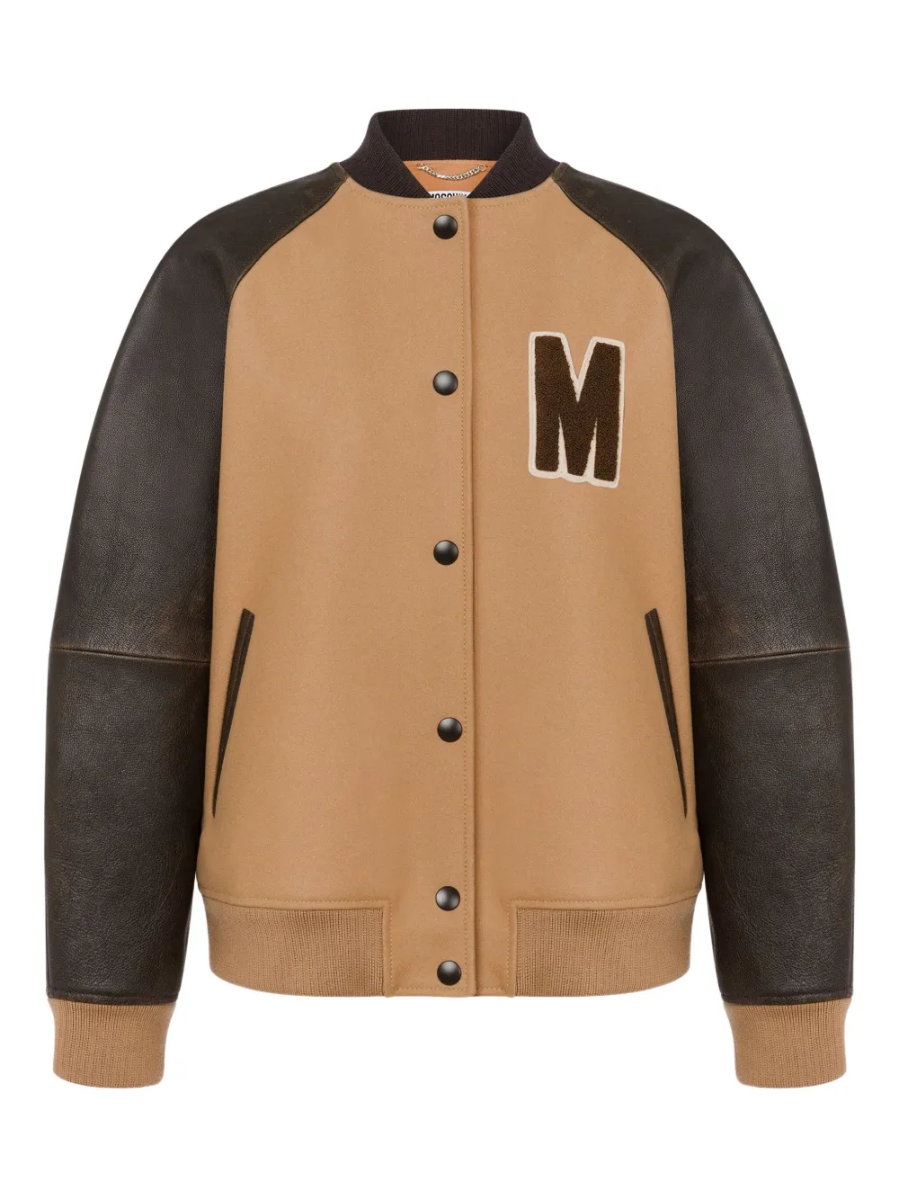 

Бомбер с контрастными рукавами Moschino, коричневый