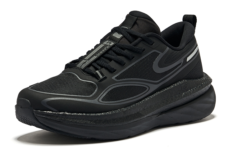 Erke Амортизирующие износостойкие низкие беговые кроссовки мужские Jet Black Carbon Gray, цвет Jet Black Carbon Gray — фото 3