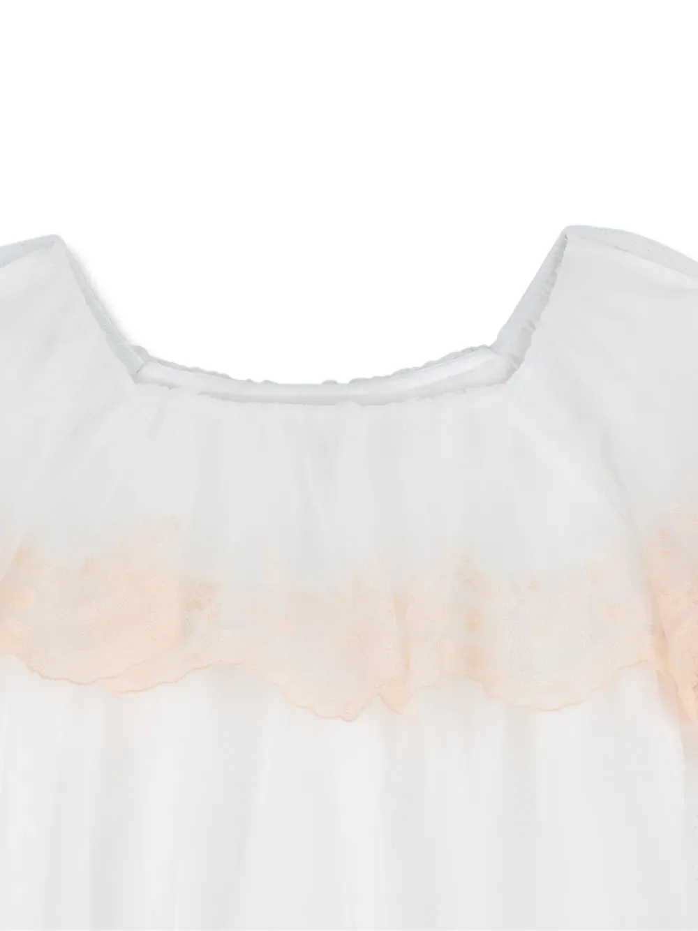 Кружевной топ с оборками Chloé Kids, белый — фото 3