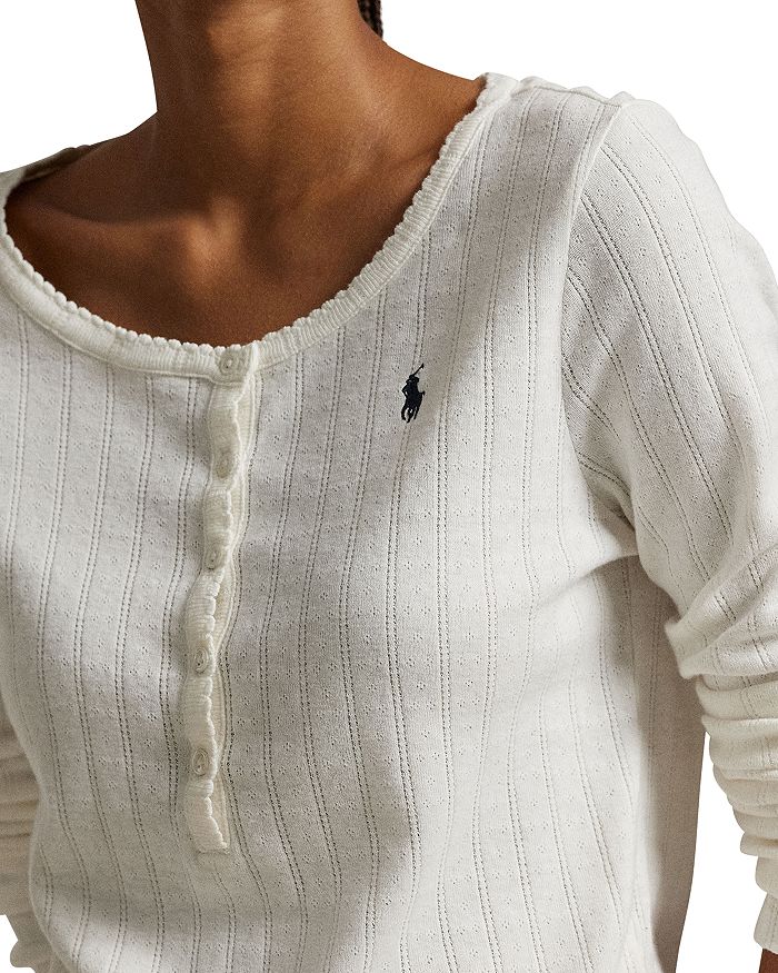 Пижамный комплект Henley с широкими брюками Polo Ralph Lauren, белый — фото 4