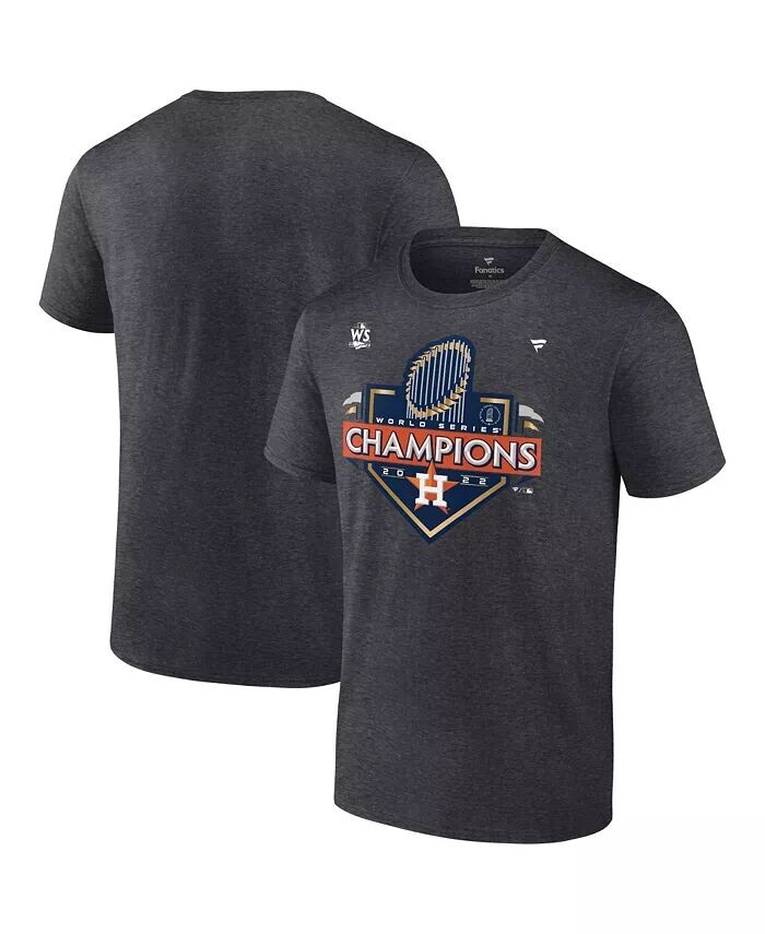 

Футболка мужская Heather Charcoal Houston Astros 2022 World Series Champions Locker Room с коротким рукавом Fanatics