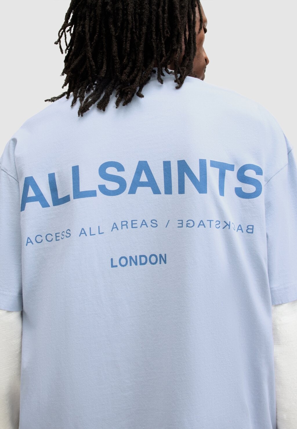 

Футболка с принтом Access Crew AllSaints, бефиль синий