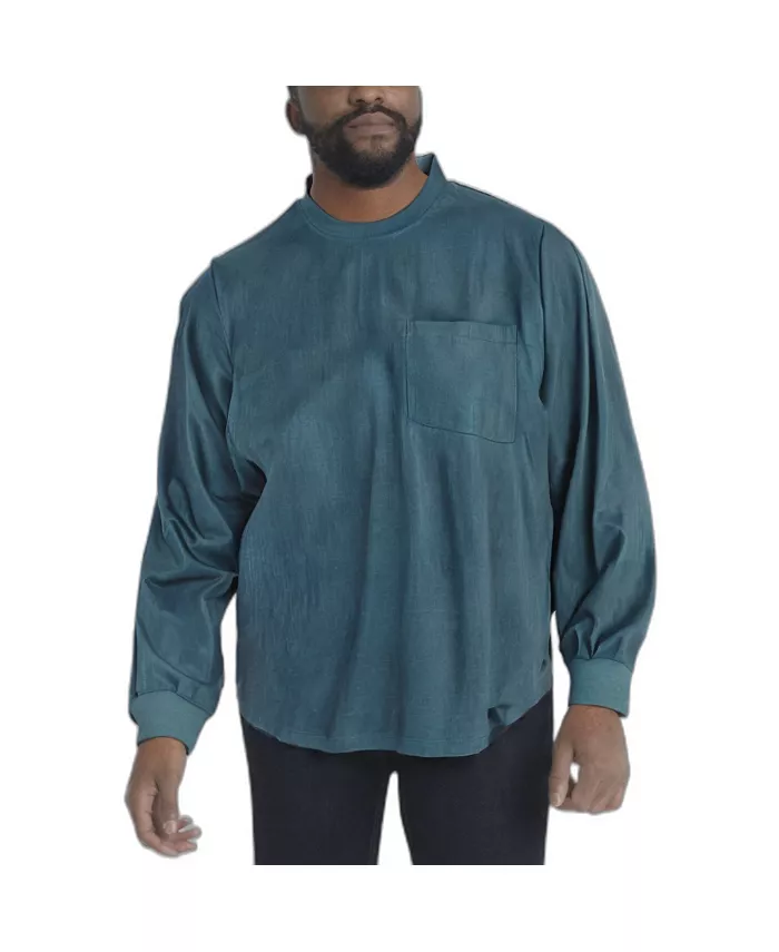 

Футболка с карманом и длинным рукавом Big & Tall by KingSize Heavyweight Crewneck Boulder Creek, синий