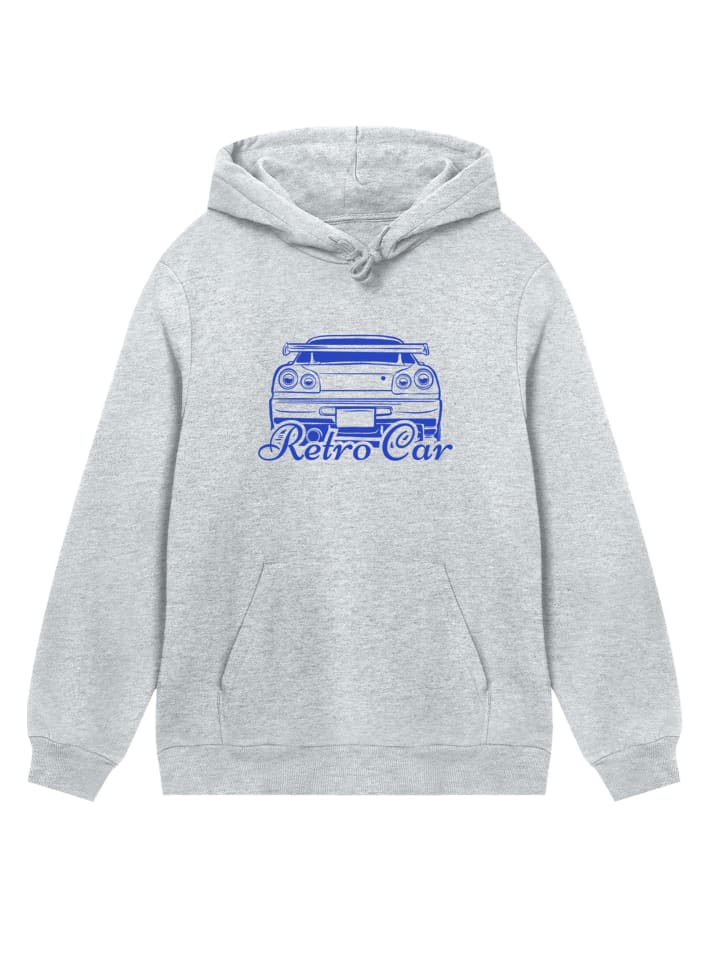 

F4NT4STIC Худи в стиле ретро с изображением автомобиля и японского уличного стиля, серо-меланжевого цвета