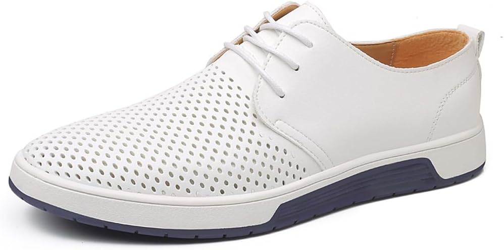 

Мужские дышащие летние кроссовки WELRUNG с шнуровкой, перфорированные, стиль Оксфорд, повседневные, для ходьбы и вождения, белый