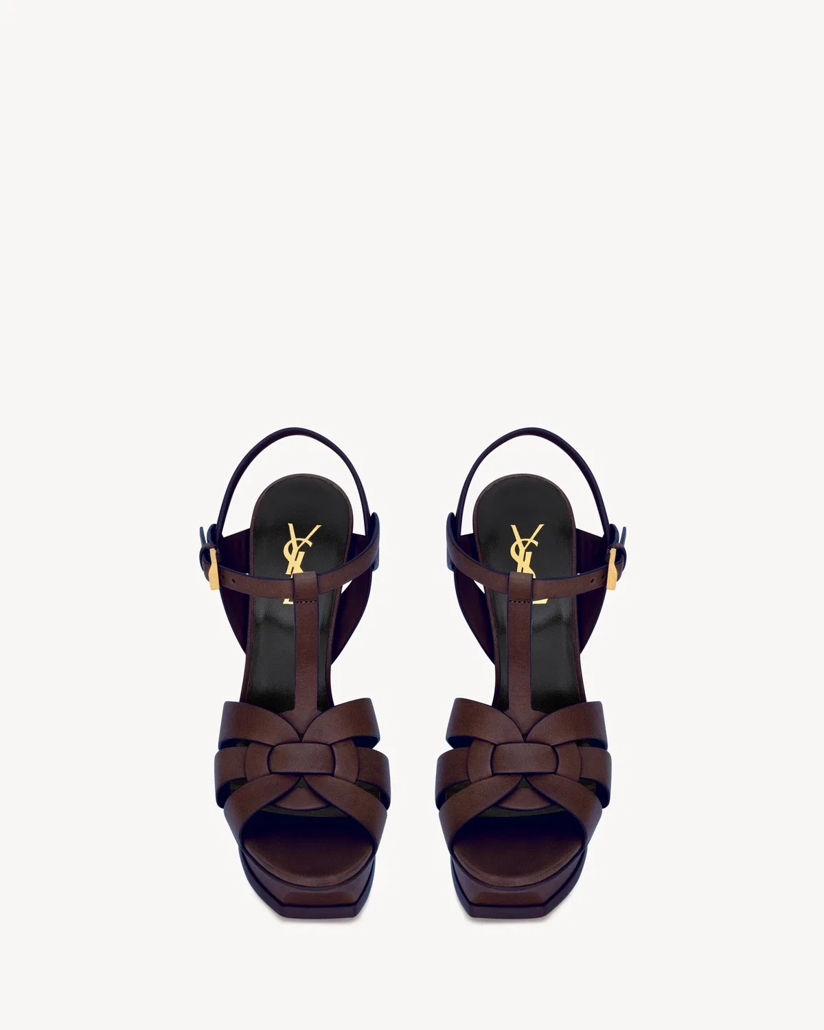 Босоножки на платформе TRIBUTE из гладкой кожи SAINT LAURENT, бежевый — фото 2
