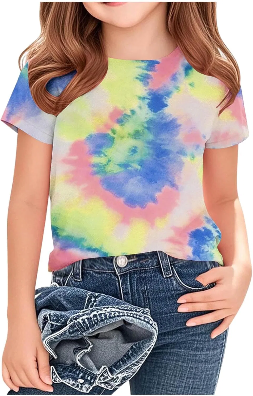 Футболка с tie-dye для девочек Zzalalana, синяя