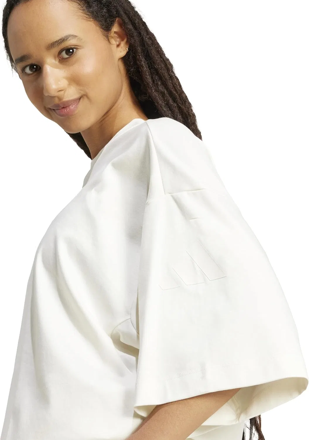 Женская футболка adidas All Szn Soft Lux Loose, Off-white — фото 4