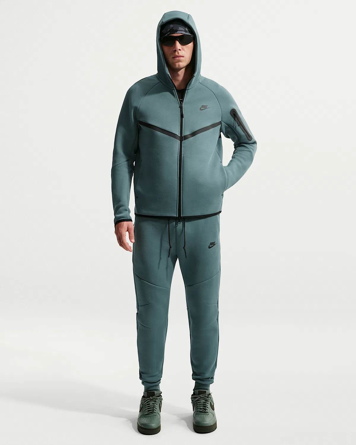 Мужская флисовая ветровка Nike Tech на молнии, Mineral Slate/Black — фото 4