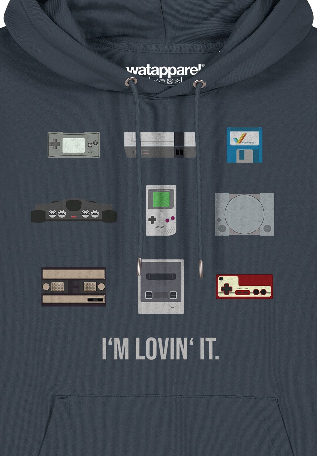 

Толстовка с капюшоном VIDEOGAMES watapparel, сине-серый