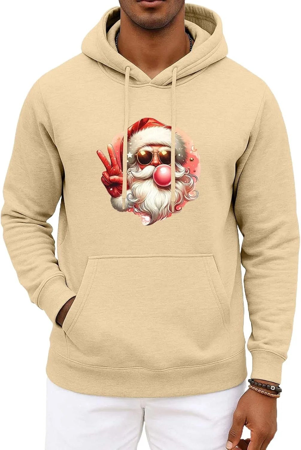 

Рождественский худи для мужчин зимний с длинным рукавом, оверсайз, с принтом Santa FQZWONG