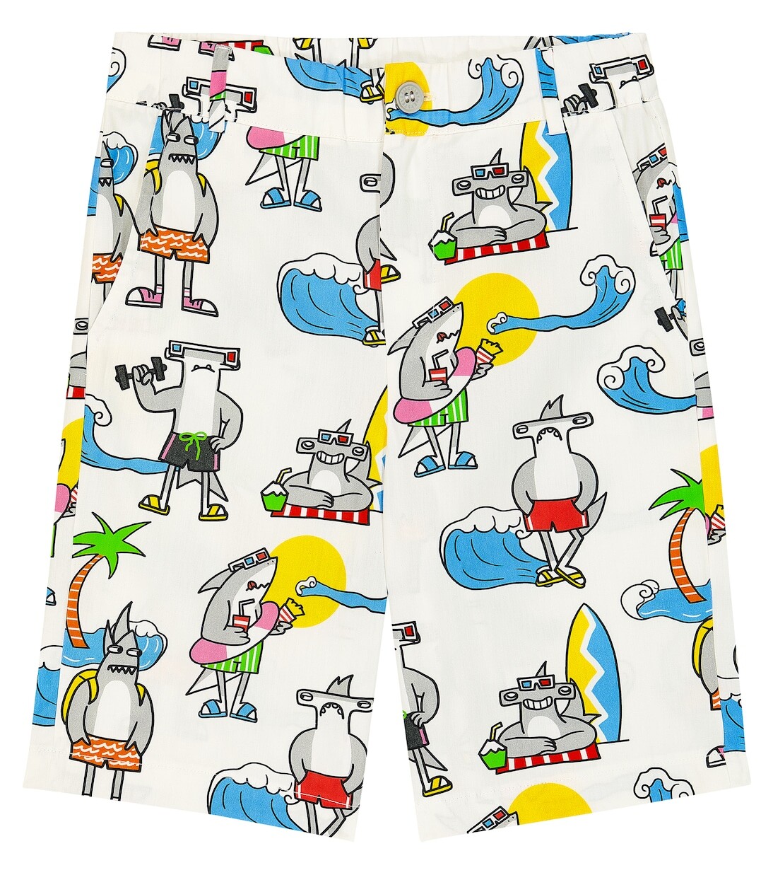 

Хлопковые шорты с принтом Stella Mccartney Kids, белый