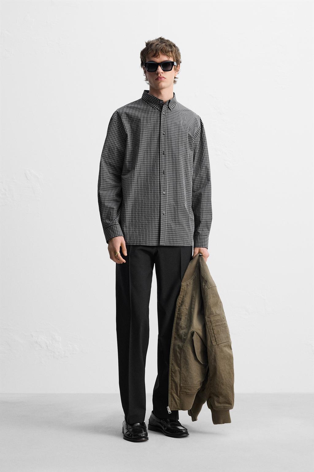 

Клетчатая рубашка ZARA, черный