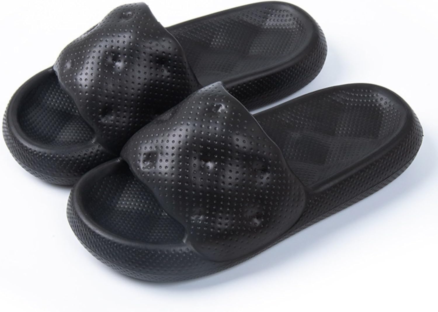 

Сланцы FRZTOUR Cloud для женщин и мужчин, летние пляжные шлепанцы для душа, с нескользящей подошвой, толстой подошвой, удобные и легкие, черный