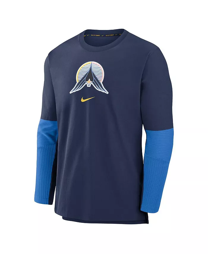 Мужская синяя толстовка Minnesota Twins 2024 City Connect Authentic Collection Player Tri-Blend Performance Pullover Top Nike — фото 3