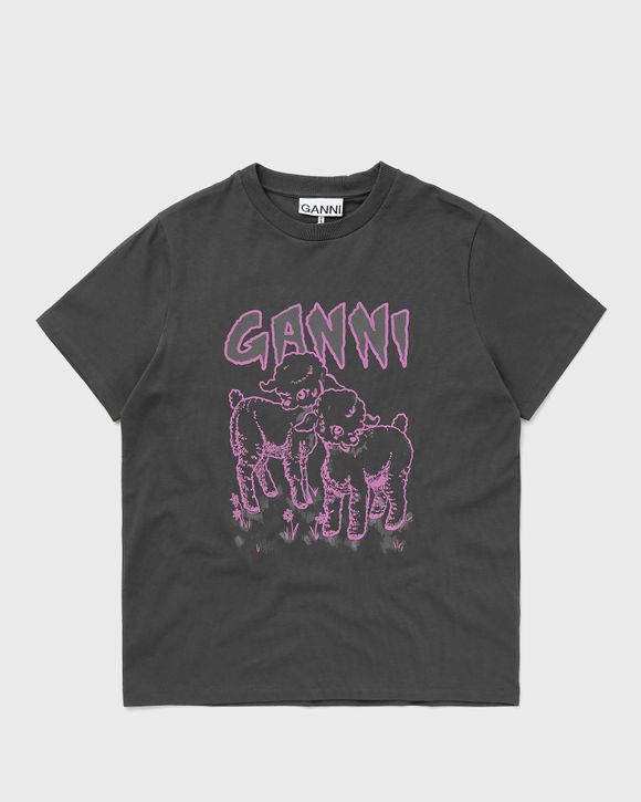 

Топ Ganni Basic Jersey Lambs Relaxed T-Shirt, цвет volcanic ash