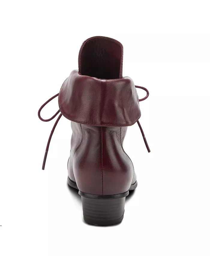 Galil Polished Leather Lace-Up Bootie с отложным манжетом и каблуком stacked heel Spring Step, красный — фото 4