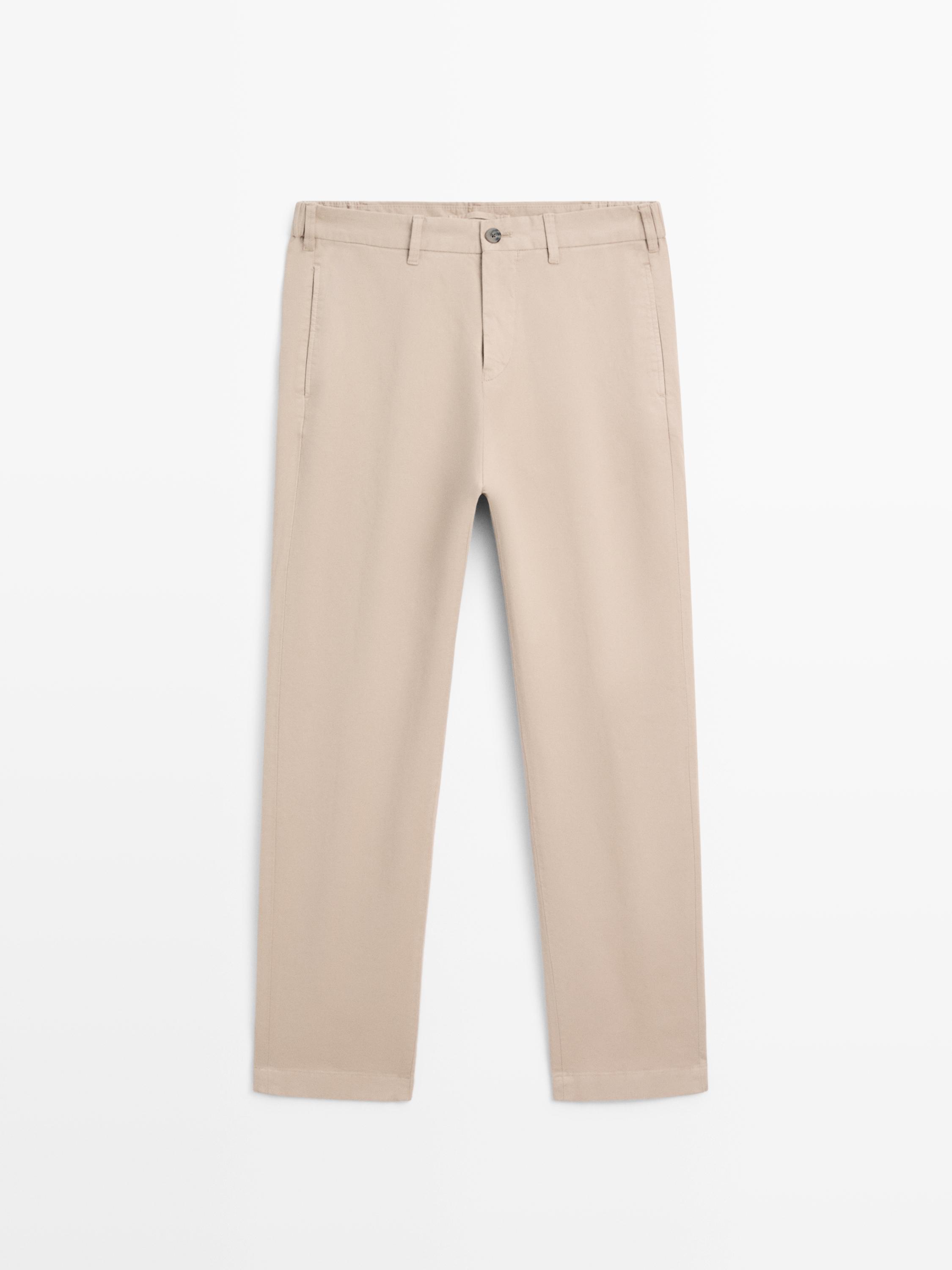 Брюки зауженного кроя из хлопковой смеси Massimo Dutti, beige