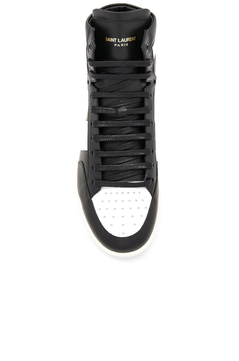 Кроссовки мужские Signature Court Classic SL/10H Leather High Top Sneakers Saint Laurent, цвет Black & White — фото 4