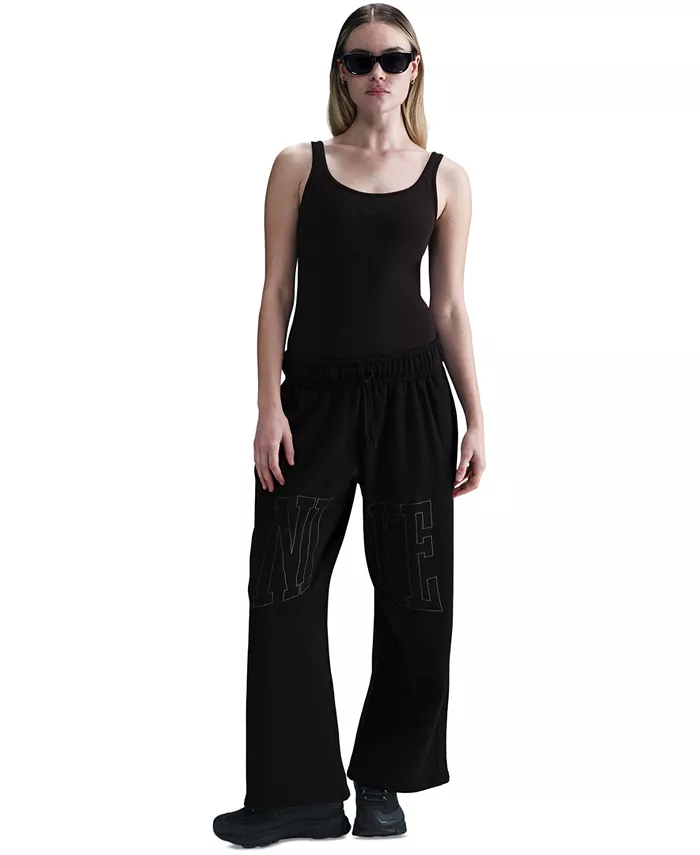 

Спортивные брюки женские Mid-Rise Oversized с открытым низом из френч тери Nike, черный